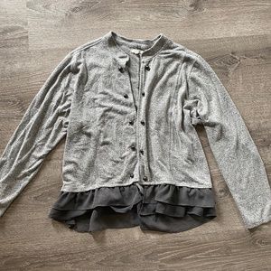 Pleated Ruffle Bottom Cardigan